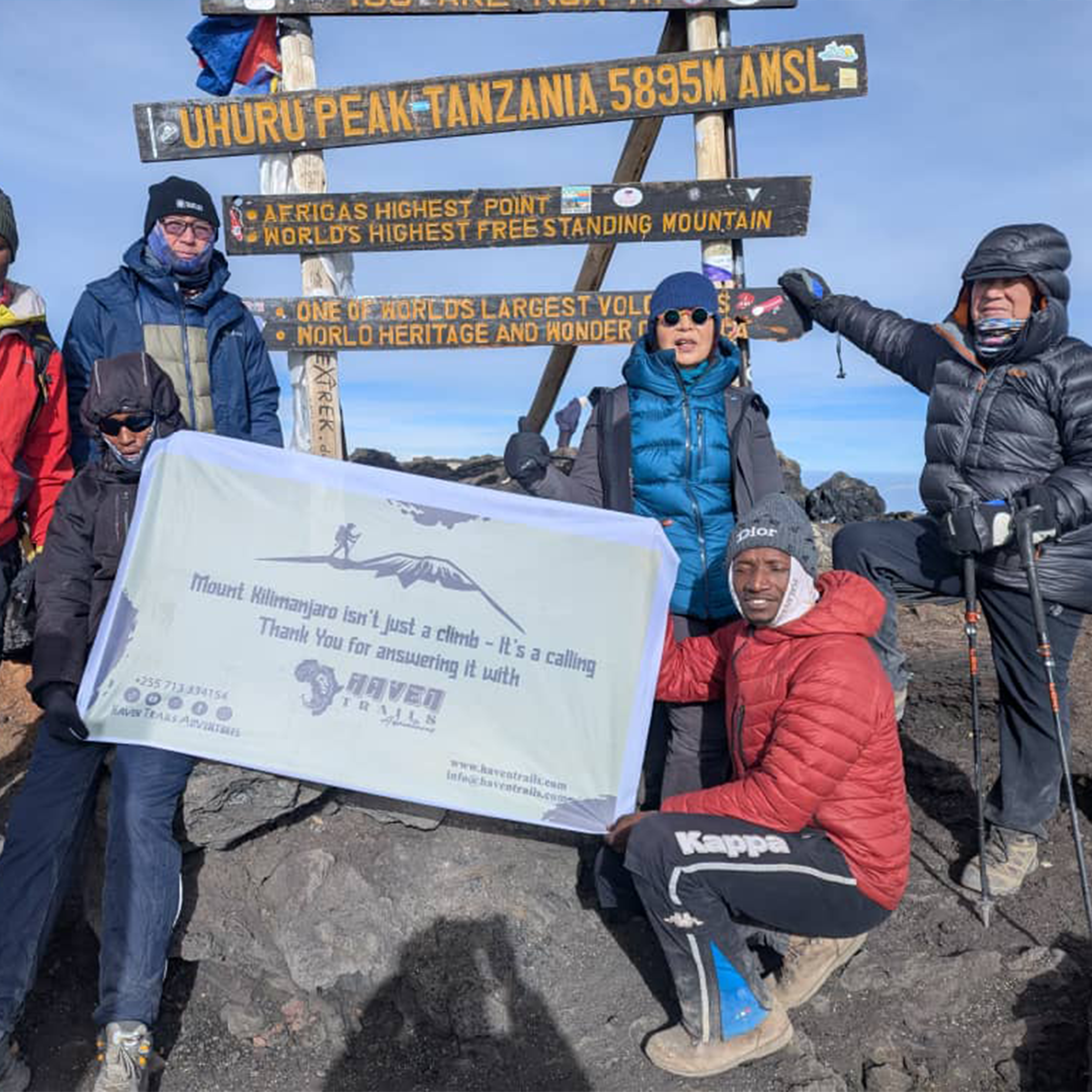 Climbers ascending Mount Kilimanjaro with Haven Trails Adventures