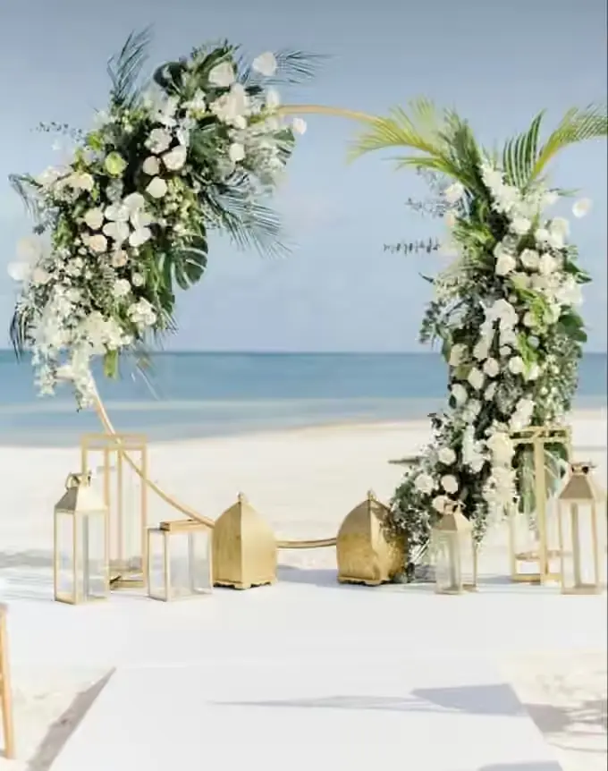 Zanzibar beach proposal floral decoration and romantic arch